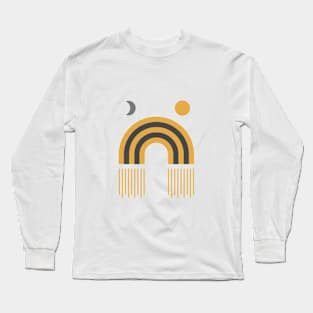 Moon & Sun - Mid Century Modern Long Sleeve T-Shirt